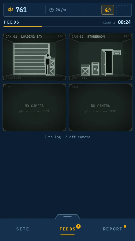 Nothing Moved: the grid of monochrome camera feeds