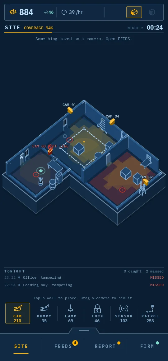 Nothing Moved: the blueprint floor plan with cameras placed on it